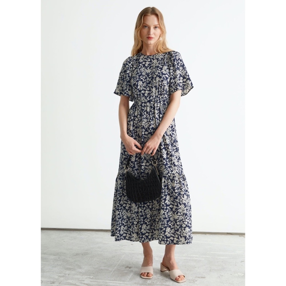Printed Floral Flutter Sleeve Maxi Dress Size 0